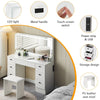 White Dressing Table LED Mirror 7 Drawers Stool Vanity Makeup Desk Set Bedroom