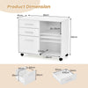 3-Drawer File Cabinet Mobile Lateral Filing Cabinet Printer Stand w/5 Wheels