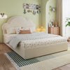 4ft6 Double Ottoman Storage Bed with Cloud Shaped Upholstered Headboard, Beige