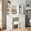 Vanity Makeup Table Dressing Desk Set 10 LED Lighted Mirror w/ Stool for Bedroom