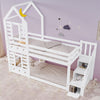 Kids Bunk Beds Double Pine Wooden Bunk Beds With Slide 3FT Single Size Bed Frame