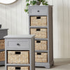 Grey Wooden Tall Boy 1 Drawer 4 Baskets Tall Unit Living Room Storage Unit