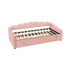 Day Bed LED Upholstered 3ft Single Sofa Bed with Trundle Bed Velvet Fabric Pink