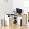 L-Shaped Corner Computer Desk Study Table PC Work w/ Storage Shelf Drawer Office