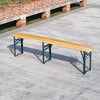 LIFELOOK Outdoor Wooden Folding Beer Table Bench Set Trestle Garden Steel Leg 2X