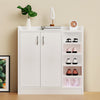 2 Door Wooden Shoe Storage Cabinet Rack Stand Cupboard With Side Shelves Rack