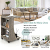C-Shaped End Table Mobile Sofa Side Table Coffee Laptop Table-Grey