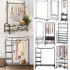 Black Metal Clothes Rail Rack Garment Stand Corner Open Wardrobe with Shelf