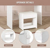 Dressing Table LED Vanity Table Stool White Makeup Desk with Mirror and Drawers