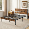 Metal Bed Frame Industrial Platform Bed King Size-Brown