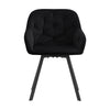 2x Black Rotatable Dining Chairs Velvet Seat Metal Leg Swivel Kitchen Modern