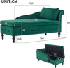 Velvet Chaise Lounge Sofa with Storage, Button Tufted, Green, Ergonomic