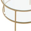 Round Coffee Table with Tempered Glass Top & Metal Legs Dining LivingRoom Golden