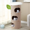 3-Story Cat Tower, 100cm, Wooden Cat House Cosy Bed Soft Cushions Scratch Pad