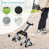Folding Hand Truck Outdoor Stair Climbing Cart w/ Elastic Rope & 4 Wheels