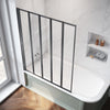 Bath Shower Screen 5 Folding Wet Room Black Frame Safety Glass Panel 1200x1400mm