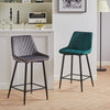 Pair Velvet Bar Stools V Type Seat Metal Leg Footrest Bar stool