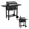 Outdoor Charcoal Smoker Garden BBQ Grill Side Shelf Barbecue Utensil With Wheels