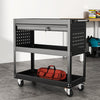 Heavy Duty 3 Tier Garage Tool Storage Trolley Service Cart Rack w/ Drawer & Keys
