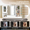 White Dressing VanityTable Wood Makeup Desk with LED Mirror 6 Drawers 2 cabinet