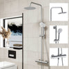 Thermostatic Exposed Shower Mixer Bathroom Twin Head Large Round Bar Set Chrome