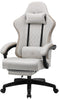 Ergonomic Gaming Chair with Footrest Fabric Lumbar Support 360 Swivel Seat Ivory
