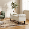 Upholstered Linen Seat Bench & Storage Ottoman Rolled Arm Blanket Box Footstool