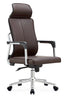 High-Back PU Leather Office Chair Swivel Ergonomic Adjustable Desk Chair - Brown