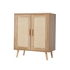 Wooden Buffet Storage Cabinet Rattan Door Cupboard Shelves Sideboard Living Room