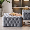 Large Upholstered Chesterfield Footstool Soft Pouffe Fabric Footrest Seat Bench