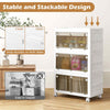 3-Tier Stackable Storage Bins Storage Organizer with Wheels-White