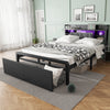 Double Bed Frame Industrial Metal Platform Bed with Headboard & Drawers Storage