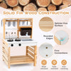 2-In-1 Wooden Mud Kitchen Double-Sided Kids Kitchen Playset w/ Canopy