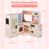 Wooden Kids Pretend Play Kitchen w/ Large Fridge & Ice Maker-Pink
