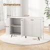 Mid Century Modern 4-Door Storage Cabinet Buffet Sideboard-White