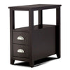 2 Drawers Narrow Side End Table Corner Storage Nightstand Compact Display Shelf