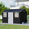 Steel Garden Storage Shed w/Windows Lockable Door Outdoor Tool Equipment Shelter