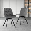 2xSwivel Dining Chairs Velvet Padded Seat Dining Room Kitchen Chair Grey
