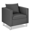 Upholstered Single Sofa Chair Grey PU Leather Leisure Single Armchair w/Pillow