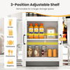 Bar Table Marble Counter Height Storage Cabinet Shelf Hooks Kitchen Breakfast