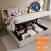 Ottoman Storage Linen Fabric Upholstered Bed Frame 5ft King Bed with Headboard