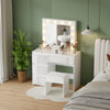 Vanity Dressing Table Set w/ LED Mirror High Gloss 4 Drawers Makeup Desk Bedroom