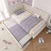 3ft Single Velvet Daybed with Trundle Bed, Upholstered Sofa Bed 90x190cm Beige