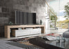 200cm I Modern TV Unit I Cabinet with Storage I Oak I High Gloss White Doors