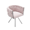 Modern Rotatable Velvet Swivel Dining Chair with Metal Legs Kitchen Chair Pink