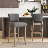 2x Breakfast High Bar Home Kitchen Pub Stools Chair Linen Seat Padded Wooden Leg