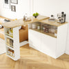 Kitchen Island Cabinet w/ Extendable Swivel Dining Table 360° Rotating Bar Table