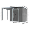 Metal Garden Shed W/ Extended Roof Open Sheds Awning Storage House Tool Sheds UK