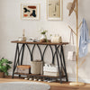Narrow Console Table, Industrial 2-Tier Sofa Table with Shelf, Rustic Brown