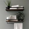 2 Rustic Wall Floating Shelves Bathroom Kitchen Storage Rack w/ Towel Rod